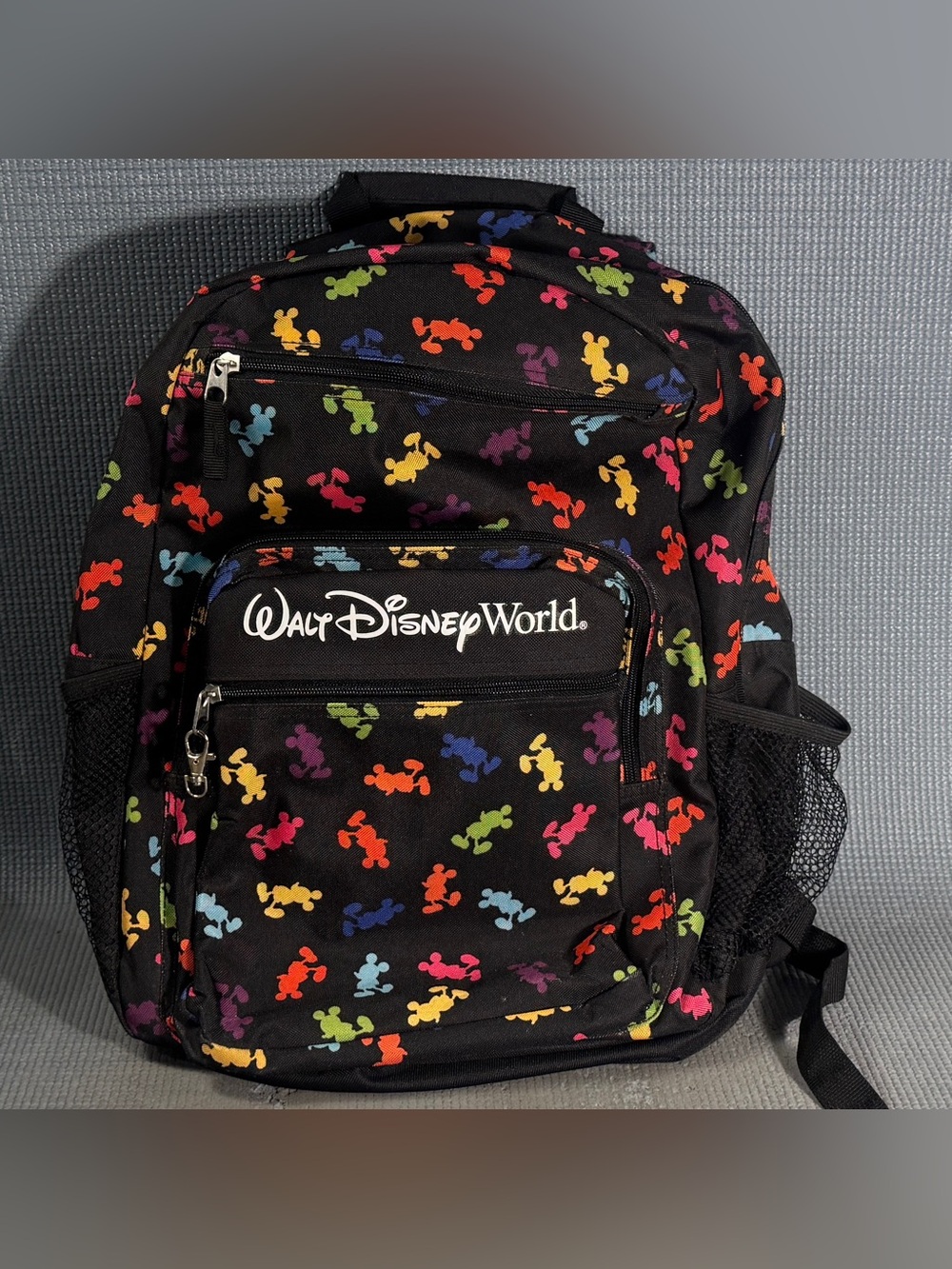 Disney Walt Disney World Backpack Black Colored Mickey Mouse Silhouettes